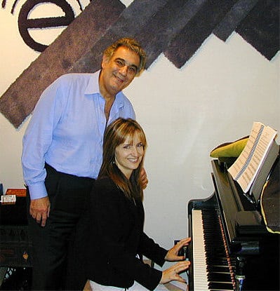 Placido Domingo and Catherine Miller at Theta Sound Studio, Theta Media Group, Website Design, Branding and E-Commerce